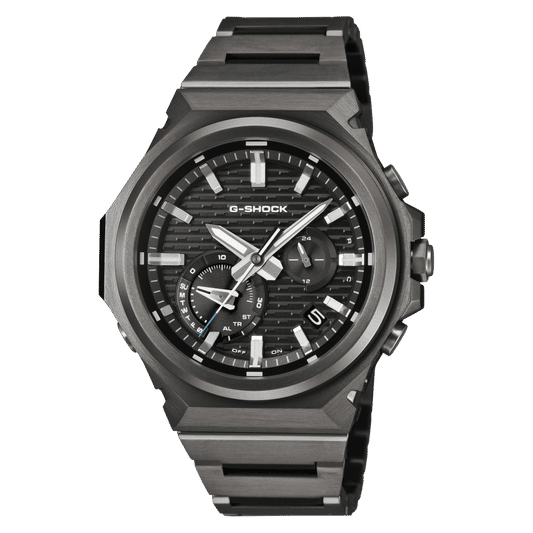 Casio G-SHOCK G-STEEL Herrenuhr mit schwarzem Metallarmband und analogen Zeigern