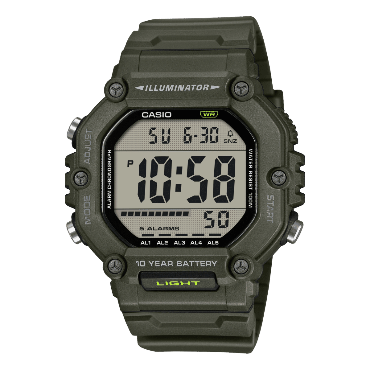 Casio AE-1600HX-3AVEF Armbanduhr Khaki • Digitale Zeitanzeige • 10 Bar Wasserdicht