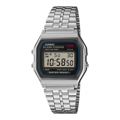 Casio Vintage A159WE-1EF Armbanduhr Silber • Edelstahlarmband • LED-Beleuchtung