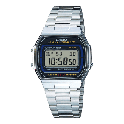 Casio Collection A164WA-1VES Herren Armbanduhr Silber • Edelstahlarmband • LED-Beleuchtung