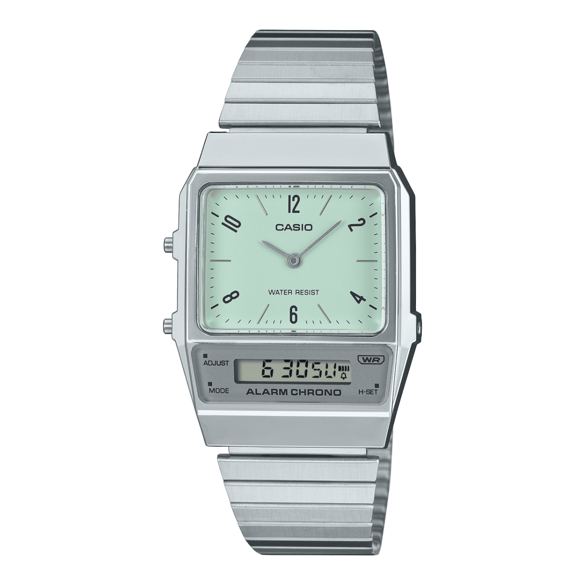 Casio Vintage AQ-800E-3AEF Armbanduhr Grün • Analog-Digital • Retro-Vintage-Design
