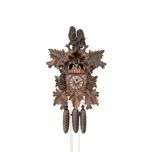 Rombach & Haas TRADITION 4560-N Wall Clock Dark Wood • Mechanical 8-Day Movement • Hand-Carved Owl Clock