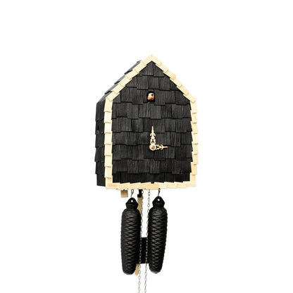 Rombach & Haas Schindel RE34S-2 Wall Clock Black/Natural • Mechanical 8-Day Movement • Hand-Carved Wooden Bird