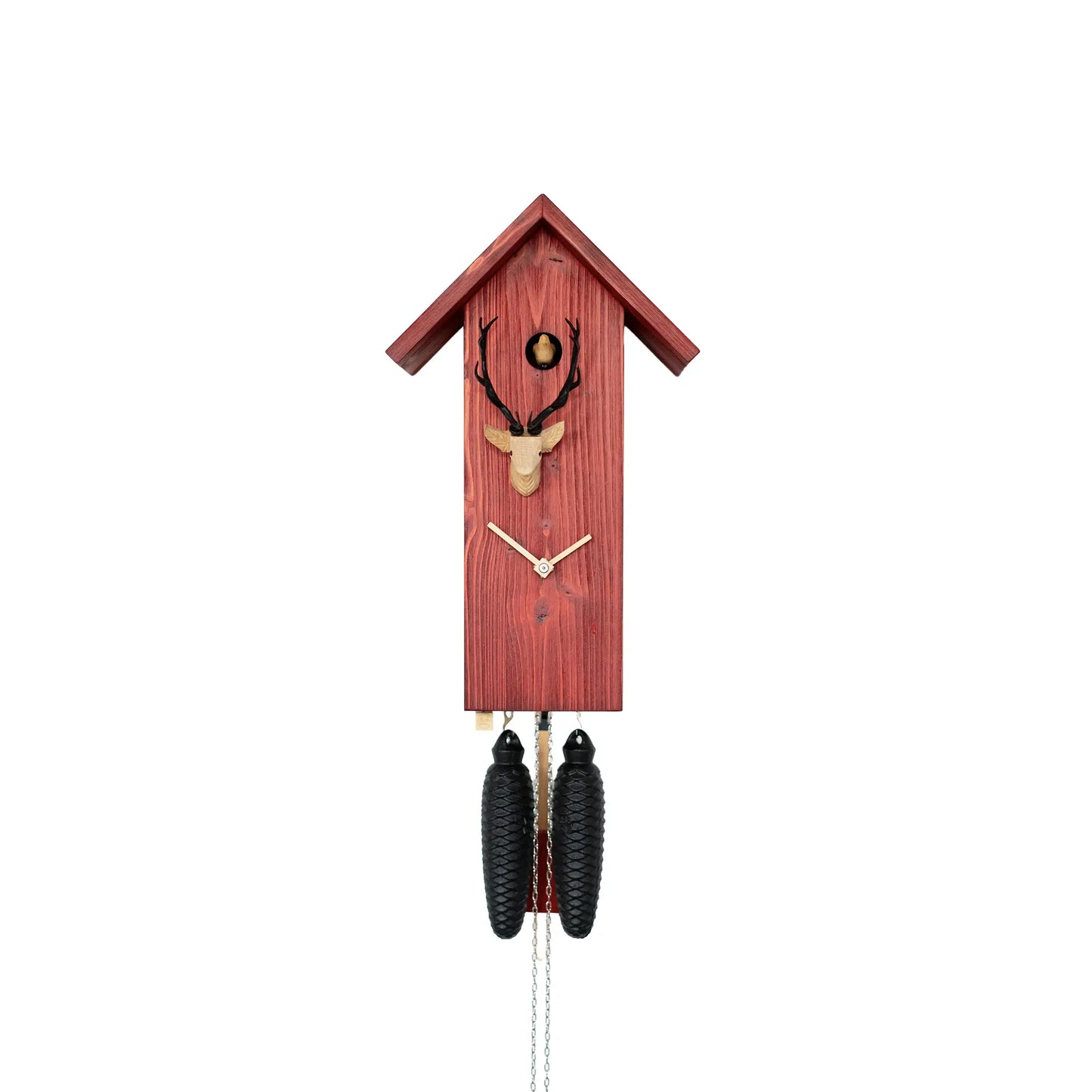 Rombach & Haas Classic SLM3H-3 Wall Clock Natural Wood/Red • Mechanical 8-Day Movement • Original Black Forest Cuckoo Clock