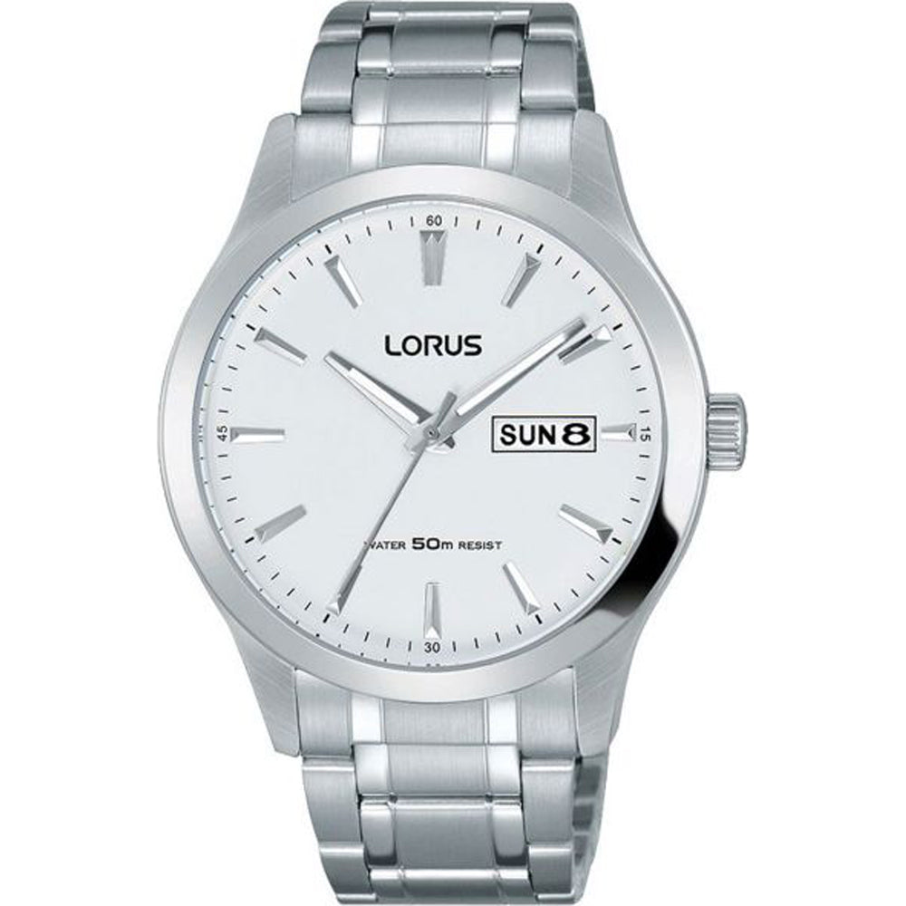 Lorus Classic RXN25DX5 Herren Armbanduhr • Tag-Datum-Anzeige • Edelstahlarmband