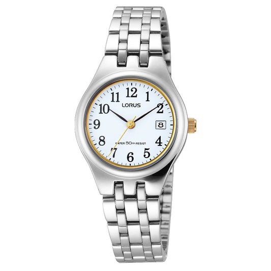 Lorus Classic RH787AX9 Damen Armbanduhr Silber • Quarzwerk mit Datum • Bicolor-Edelstahlarmband