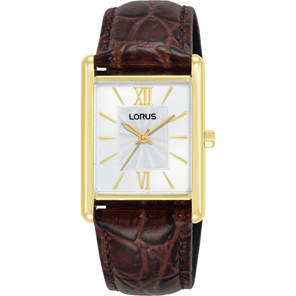Lorus Ladies RH838CX9 Damen Armbanduhr • Guilloche-Zifferblatt • Goldfarben mit Lederband