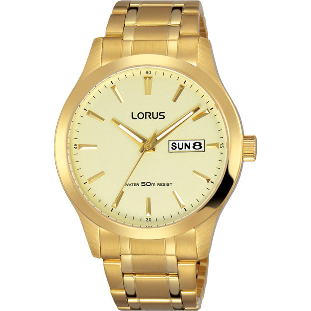 Lorus Classic RJ608AX9 Unisex Armbanduhr Goldfarben • Mineralglas • Datumsanzeige