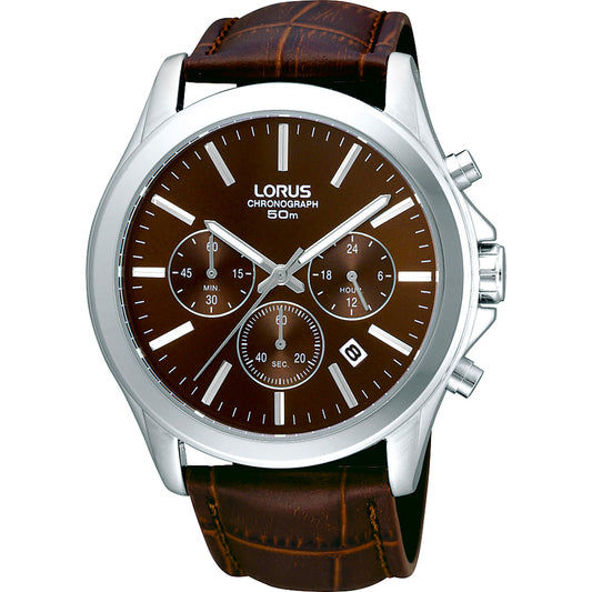 Lorus Classic RT381AX9 Herren Armbanduhr • Chronograph • Braunes Lederarmband