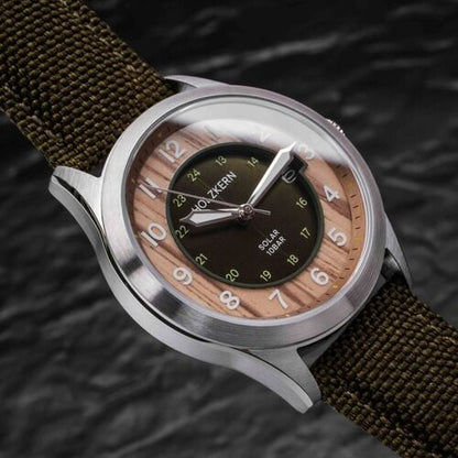 Holzkern Wildlight Armbanduhr Moosgrün & Gold • Solaruhrwerk • Echtes Moos im Zifferblatt, Bild 9