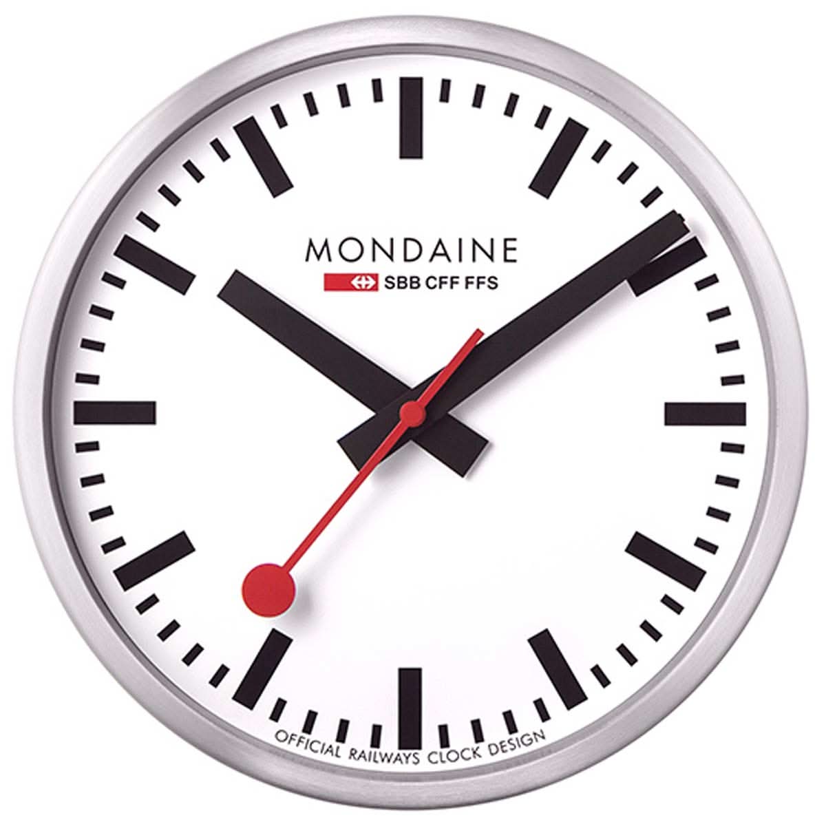 Mondaine Wall Clock 25 cm Ø Aluminum • Wi-Fi Connectivity • Stop2go Function