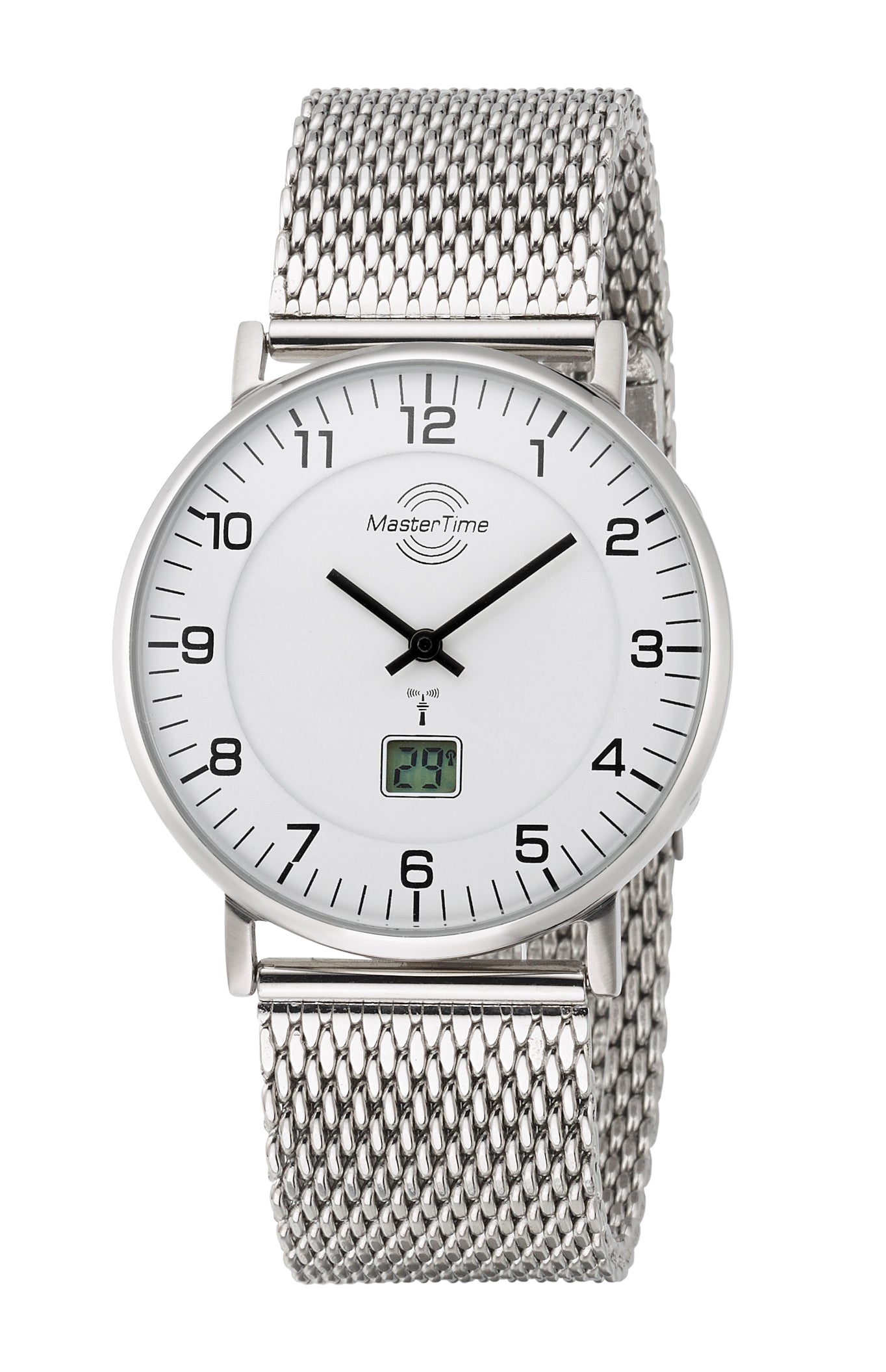 Master Time Advanced MTGS-10558-12M Herrenuhr Silber • Funkuhr mit Datumsanzeige • Mineralglas