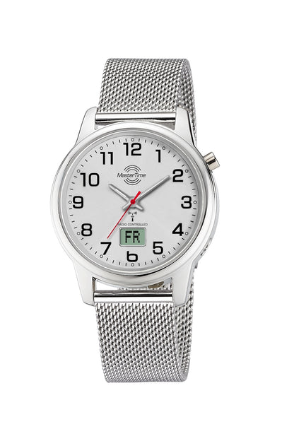 Master Time Lady Line MTLA-101001-42M Damenuhr Silber • Funk-Automatikzeit • Milanaise-Edelstahlband