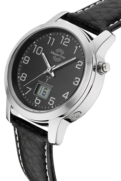 Master Time Basic MTLA-10577-24L Damen Armbanduhr Schwarz • Funkuhr mit Datum • Mineralglas, Bild 2