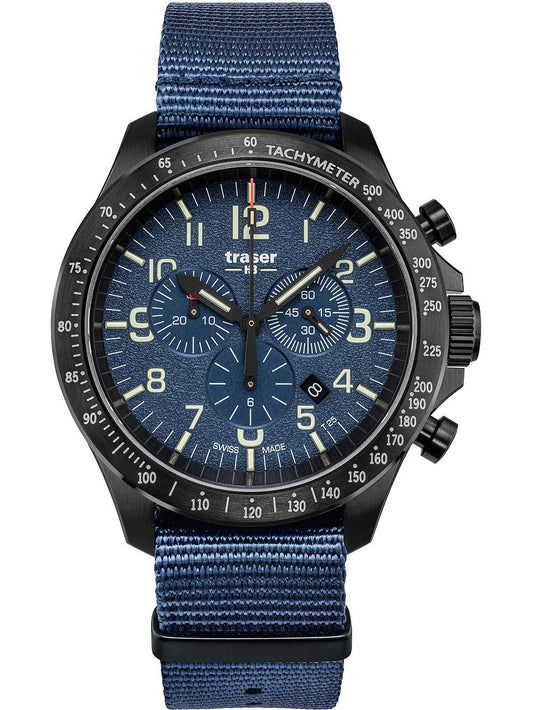 Traser H3 P67 Officer Chronograph 109461 Herrenuhr Blau • Nato-Armband • Chronograph