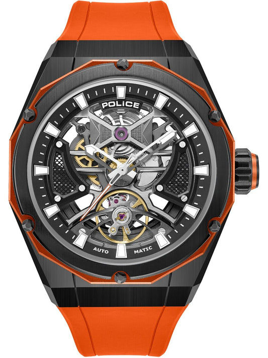 Police Dayton PEWGR0082302 Herrenuhr Schwarz • Automatikwerk JX-2804 • Skelett-Zifferblatt