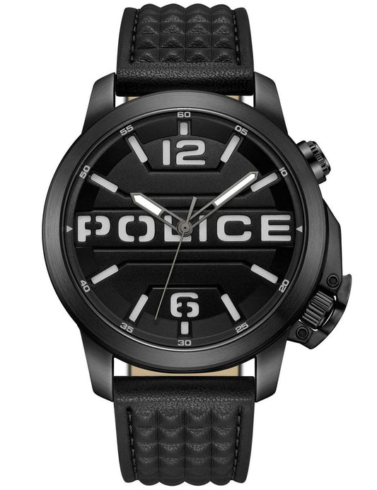 Police PEWJD0021701 Herrenuhr Schwarz • Quarzwerk • Lederarmband