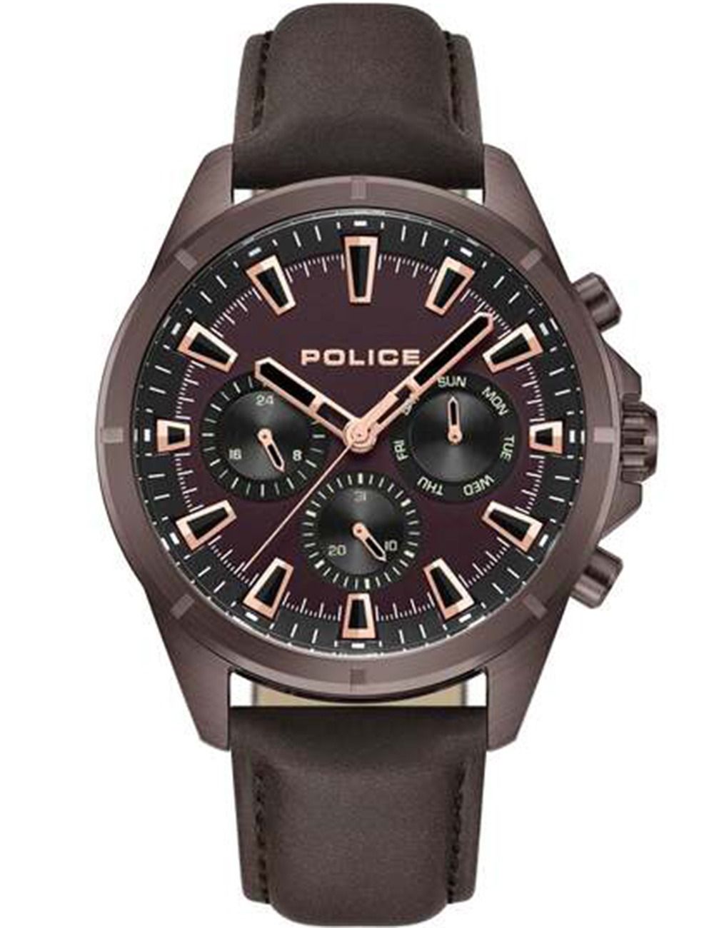 Police Malawi PEWJF0005802 Herrenuhr Braun • Quarz-Chronograph • Mineralglas