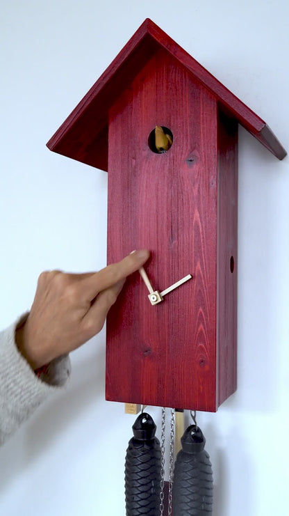 Rombach & Haas Classic SLM3-3 Wall Clock Red • Mechanical 8-Day Movement • Hand-Carved Cuckoo