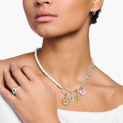 Charm Pendant Green 3D Stone - 925 Sterling Silver