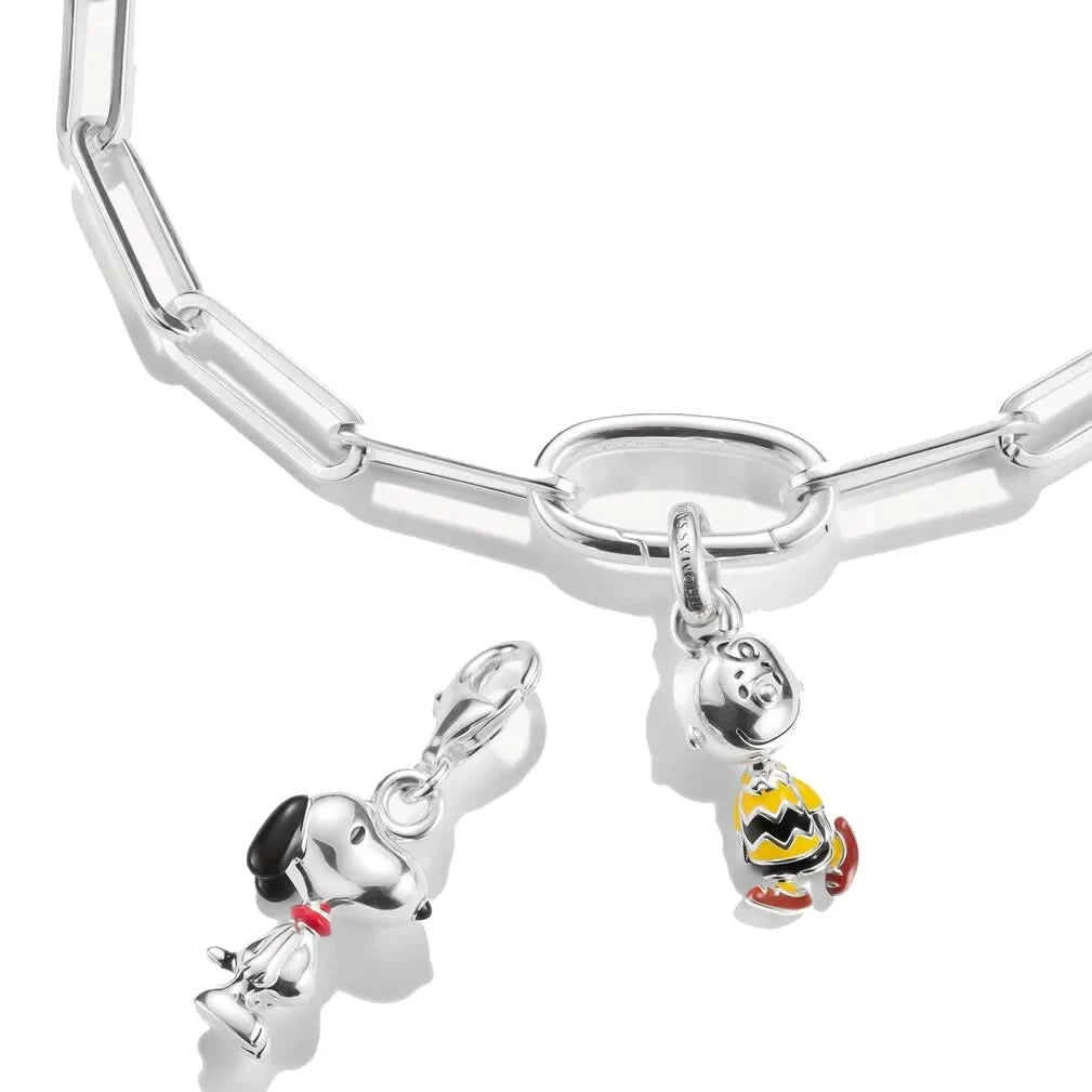 Charm pendant made of recycled 925 sterling silver with hand-painted Snoopy PEANUTS motif, Thomas Sabo, Model: 2225-664-11