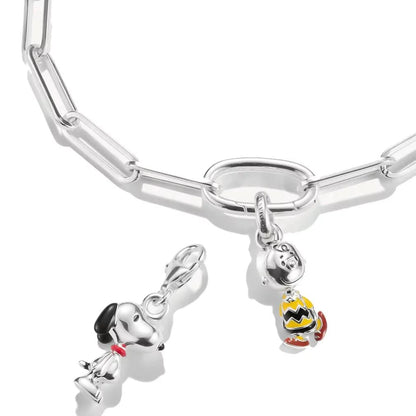 Charm pendant made of recycled 925 sterling silver with hand-painted Snoopy PEANUTS motif, Thomas Sabo, Model: 2225-664-11