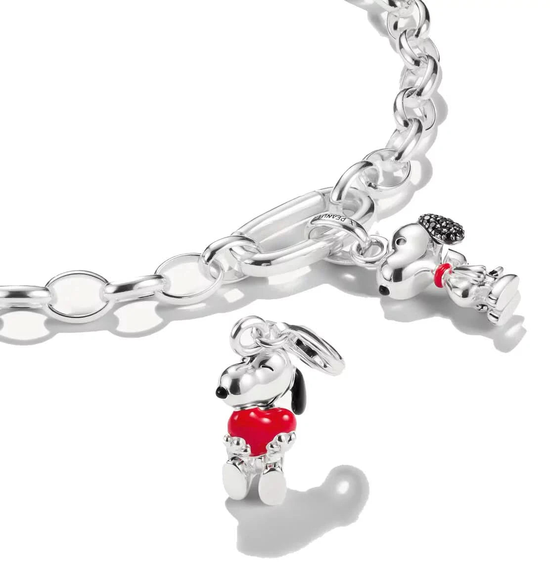 Charm pendant made of recycled 925 sterling silver with Snoopy motif and pavé setting, Thomas Sabo PEANUTS Connect Model: CC1310-691-11