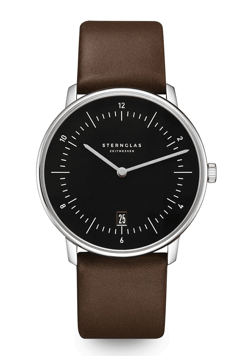 Sternglas Naos Quarz 38mm Armbanduhr Schwarz • Bauhaus-Design • Deutsches Quarzwerk