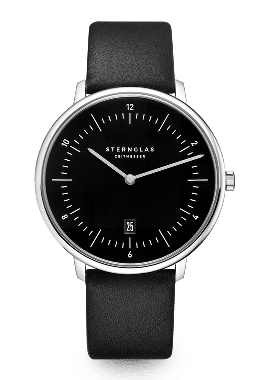Sternglas Naos XL S01-NX-02 Herren Armbanduhr Pianoschwarz • Minimalistisches Quarzwerk • Deutsches Bauhaus-Design