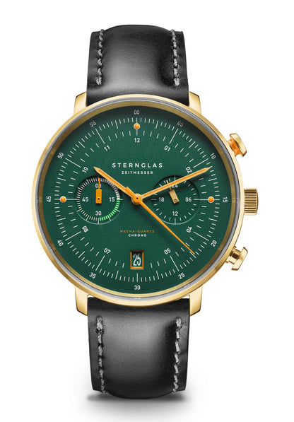 Sternglas Hamburg Chrono Edition Vintage Herrenuhr Schwarz • Mecha-Quarz-Chronograph • Saphirglas