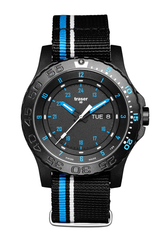 Traser Blue Infinity Herrenuhr • Tritium-Leuchtmarkierungen • Outdoor-Armbanduhr