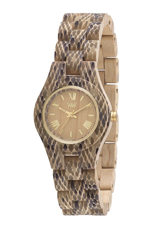 WeWood Criss Art Python Beige Damenuhr • Holzgehäuse & Holzarmband • Nachhaltiges Quarzwerk