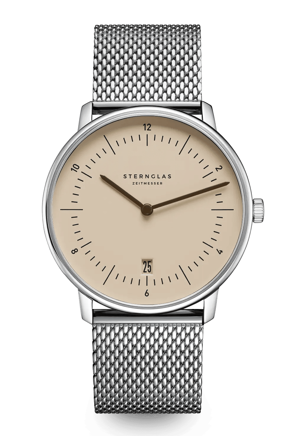 Sternglas Naos Quarz 38mm Armbanduhr Sandbraun • Schlichtes Bauhaus-Design • Deutsches Qualitätsquarzwerk