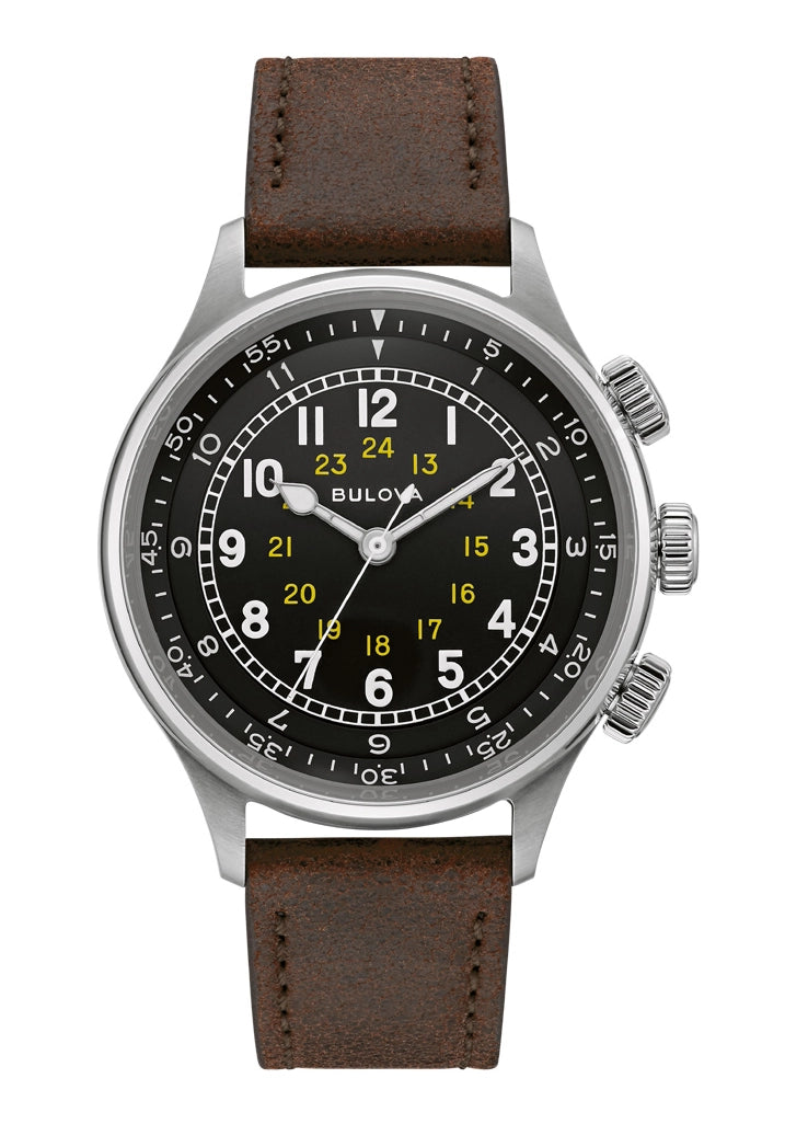 Bulova A-15 Pilot 96A245 Herren Automatikuhr Schwarz • Automatikwerk 21 Jewels • Vintage Fliegerdesign