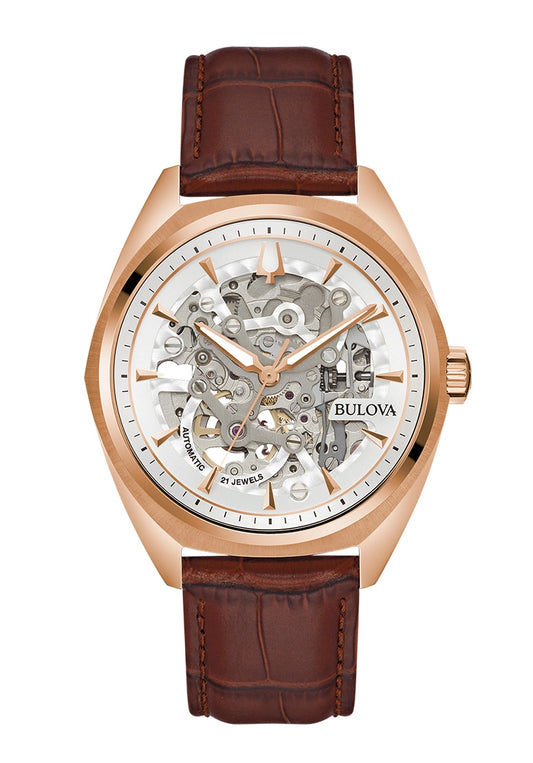 Bulova Old Classic 97A175 Herrenuhr Weiß • Skelett-Automatikwerk • Mineralglas gewölbt