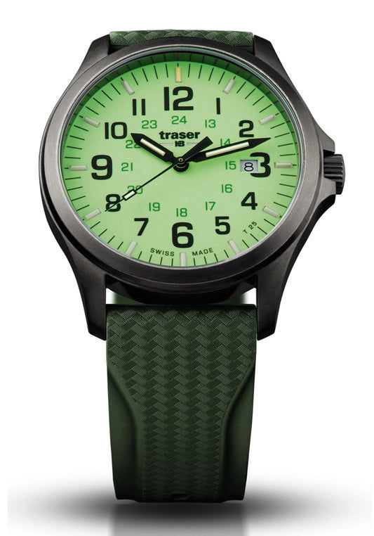 Traser Officer Pro Gunmetal Lime Herrenuhr • Tritiumlicht • Militärqualität