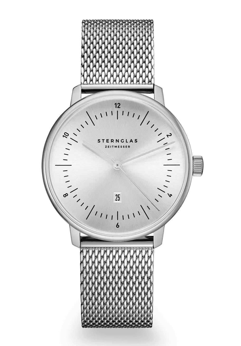 Sternglas Naos XS Elyra Damen Armbanduhr Silber • Minimalistisches Bauhaus-Design • Quarzwerk