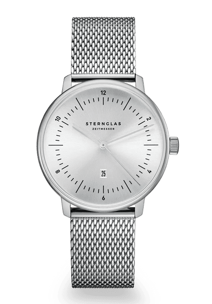 Sternglas Naos XS Elyra Damen Armbanduhr Silber • Minimalistisches Bauhaus-Design • Quarzwerk