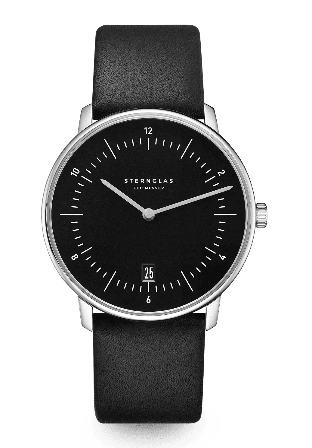 Sternglas Naos Quarz 38mm Armbanduhr Schwarz • Schlichtes Bauhaus-Design • Mineralglas