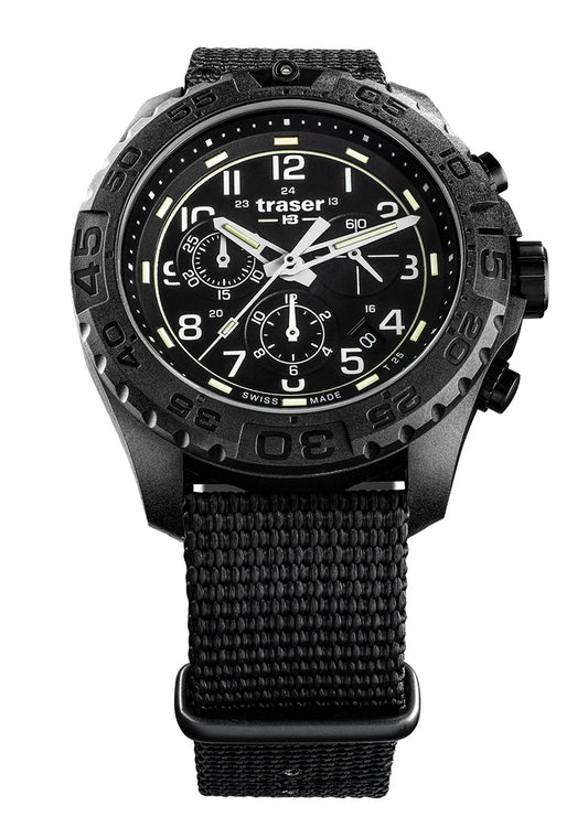 Traser P96 Outdoor Pioneer Evolution Chrono Black Herren • Chronograph • Tritium-Leuchtzeiger