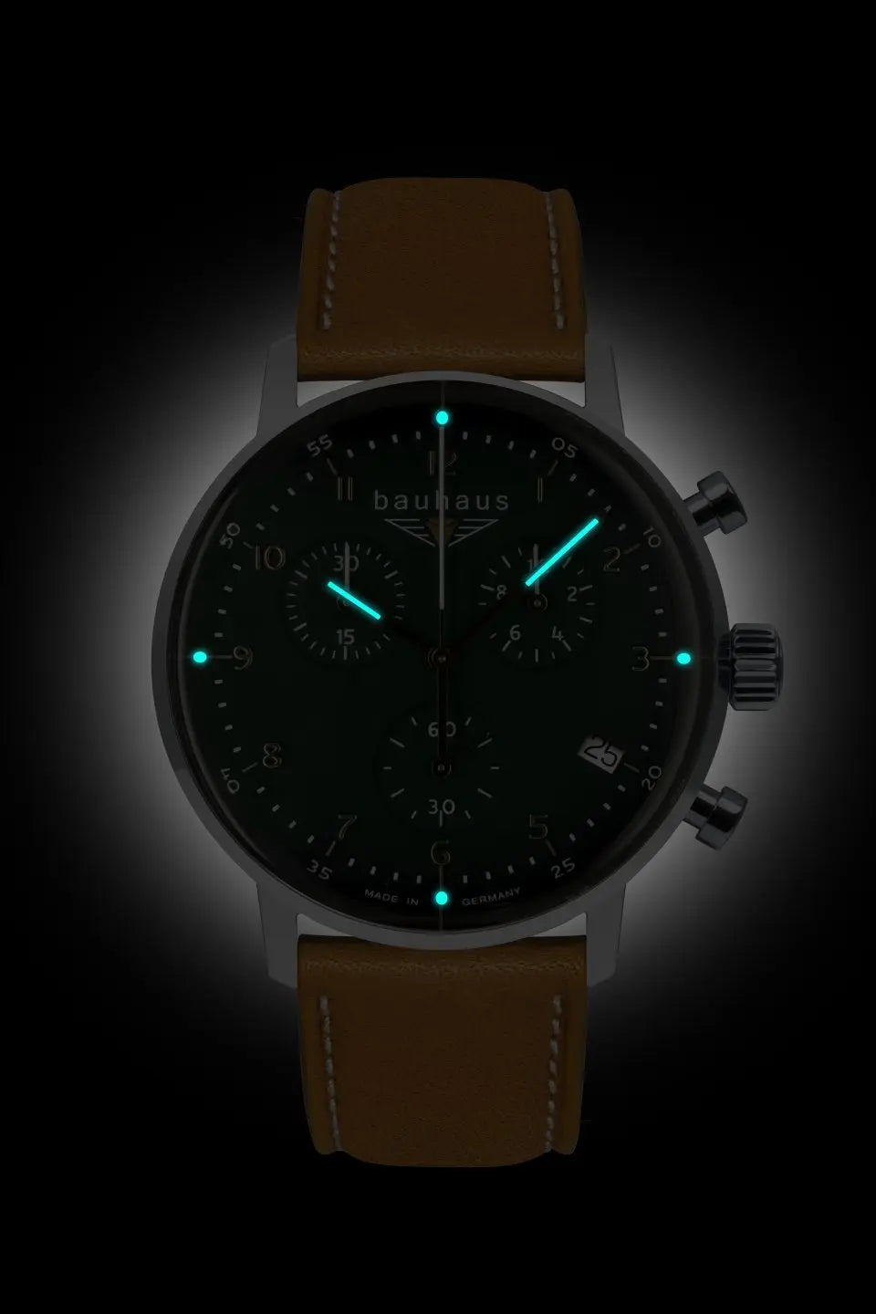 Bauhaus Dessau 2096-4 Herren Armbanduhr Grün • Schweizer Quarz-Chronograph • Mineralglas, Bild 2