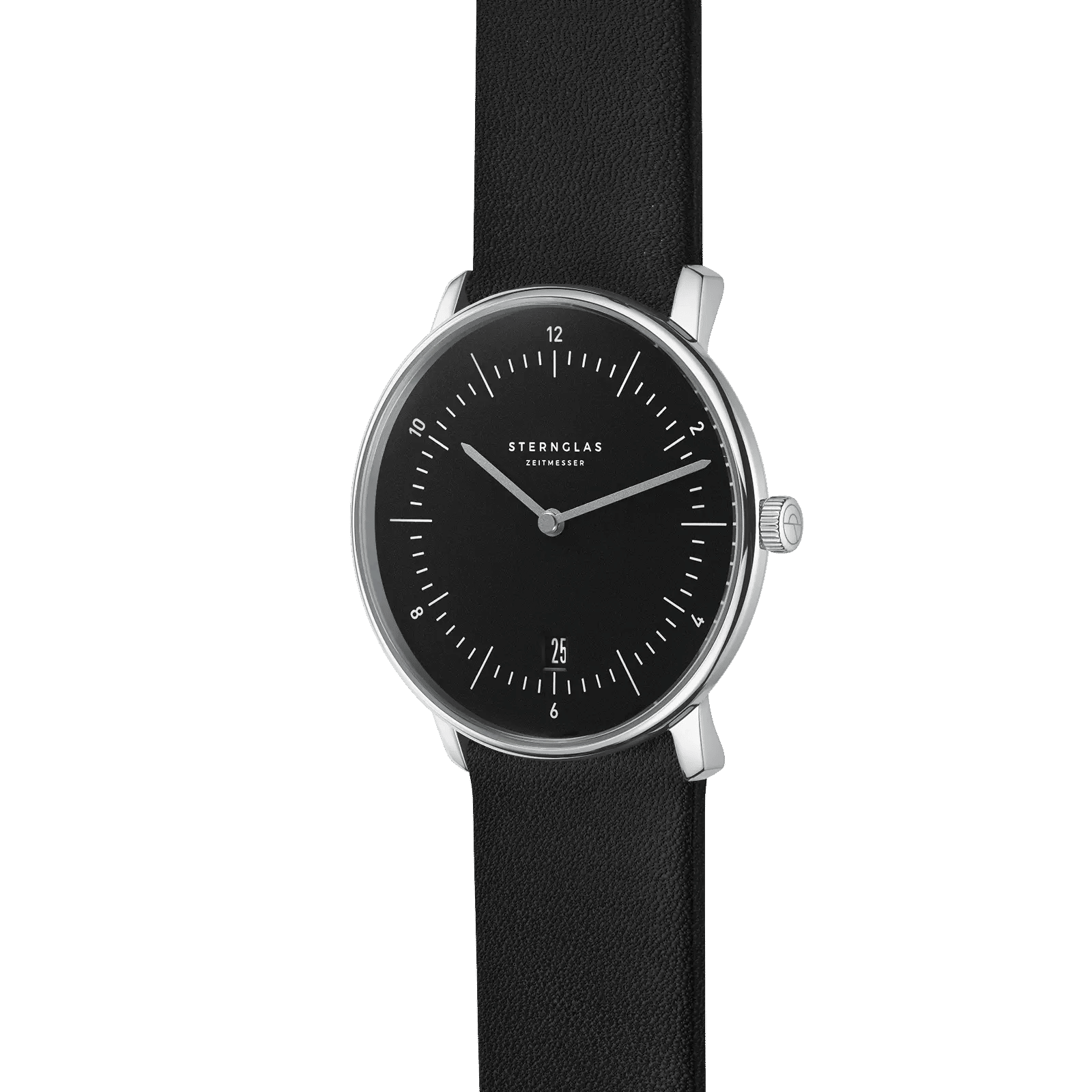Sternglas Naos Quarz 38mm Armbanduhr Schwarz • Schlichtes Bauhaus-Design • Mineralglas, Bild 3