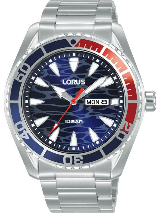 Lorus RH383AX9 Herrenuhr Silber-Blau • Mineralglas • Edelstahlarmband
