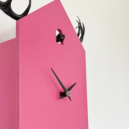 Rombach & Haas STYLE OD34HG-7/2 Wall Clock Pink/Black • Mechanical 8-Day Movement • Original Black Forest Cuckoo Clock