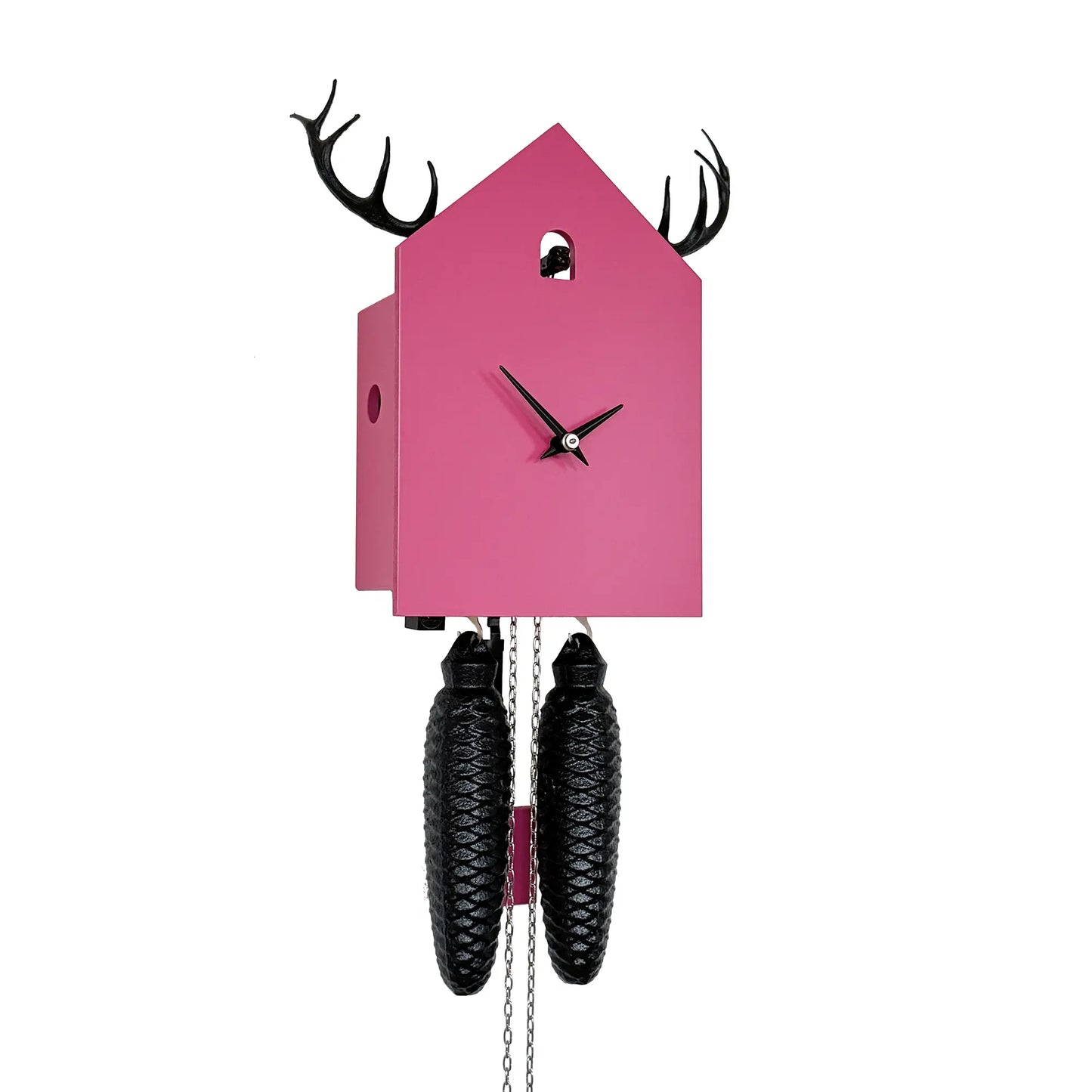Rombach & Haas STYLE OD34HG-7/2 Wall Clock Pink/Black • Mechanical 8-Day Movement • Original Black Forest Cuckoo Clock