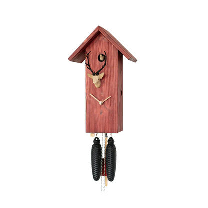 Rombach & Haas Classic SLM3H-3 Wall Clock Natural Wood/Red • Mechanical 8-Day Movement • Original Black Forest Cuckoo Clock
