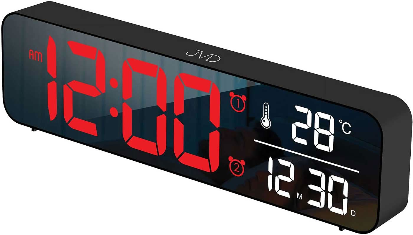 JVD Digital Alarm Clock Black 26.5x7.0x3.5cm Plastic • Alarm • Temperature • Date