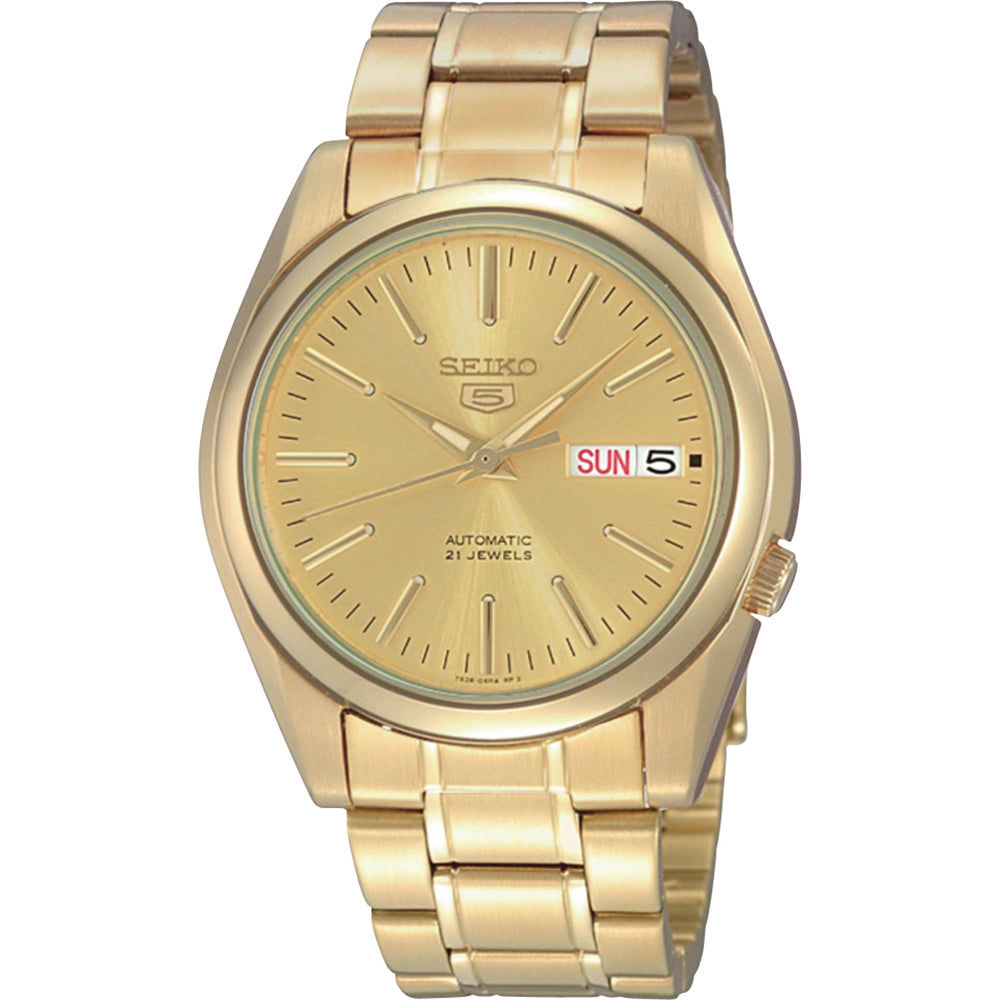 Seiko 5 SNKL48K1 Herrenuhr Goldfarben • Automatikwerk • Datum- und Wochentagsanzeige