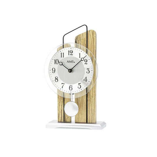 AMS Pendulum T1260 Table Clock • Solid Wild Oak • Precise Quartz Movement
