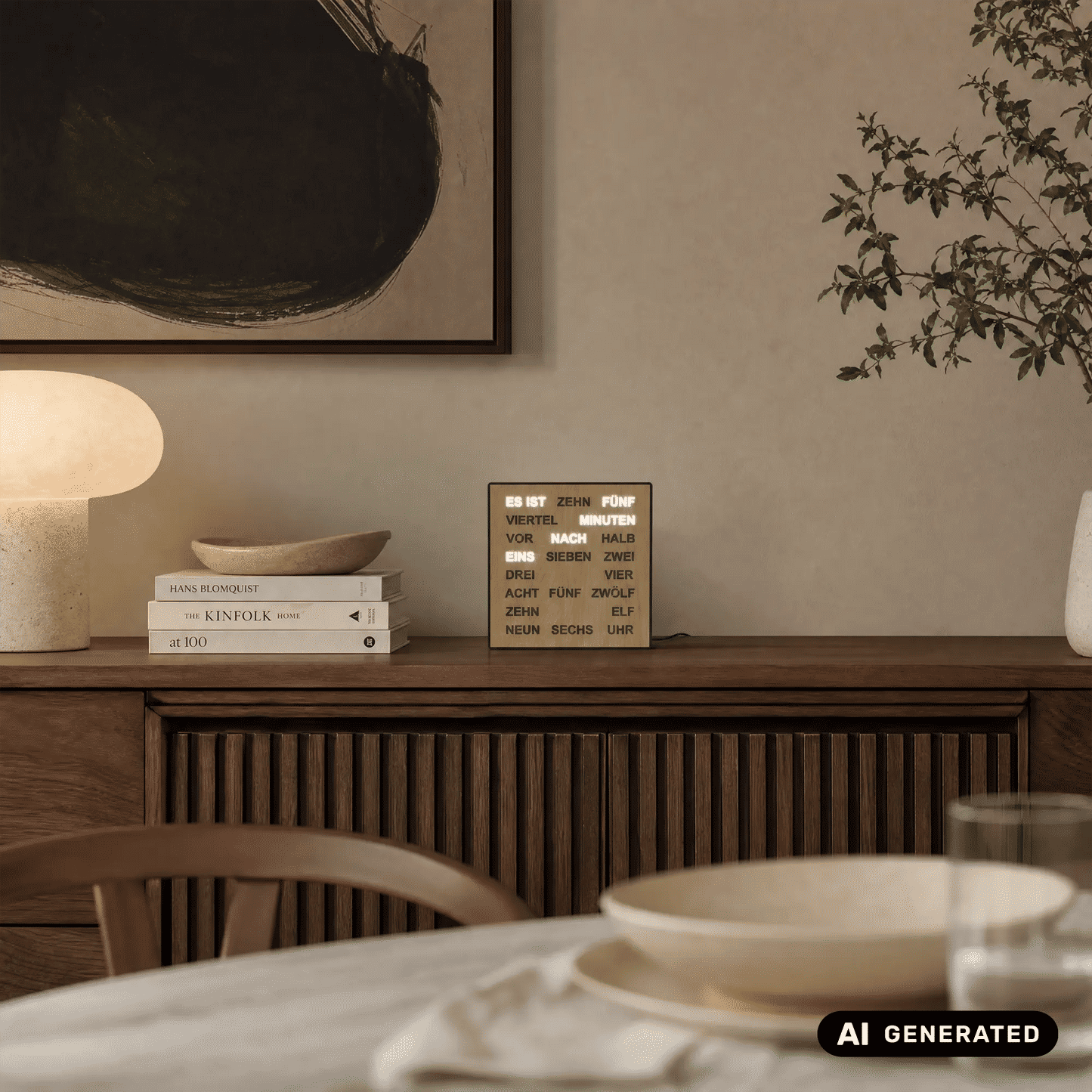 AMS T1237 Zegar ścienny Sonoma • Zegar słowny z wyświetlaczem LED • Zasilanie sieciowe 220V